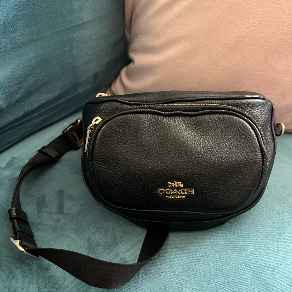 Coach Black Pebbled Leather Belt Bag